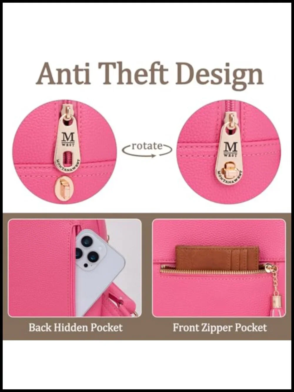 Mini Backpack Purse Anti Theft Secure Lock 4 Pockets Tassel Faux Leather